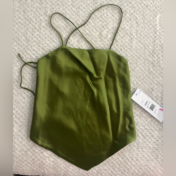 NWT Ronny Kobo nuage top in pear - halter tie green - size large - Picture 4 of 6